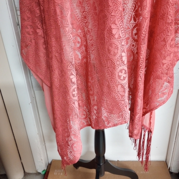 Maurices 2X/3X Coral Orange Open Front Kimono Cardigan Cover Up Coastal - Picture 9 of 12